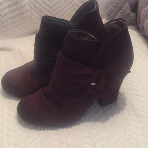 Dark brown suede booties